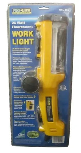 Pro-lite Qxl-15g Pro-lite Professional 26w Florescent Work Light 16/3 Sjt 15ft Cord 12a 120v