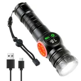 Ce2543 Qby Rechargeable Flashlights Highumen Flashights Withcd Digital Display L Black