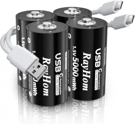 Sln-rh-9v4-c Rayhom Usb Rechargeable Lithium C Batteries - 4 Pack Cell Li-ion Battery 4pack