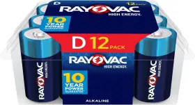 813-12ppf Rayovac High Energy D Batteries 12 Pack Alkaline Cell