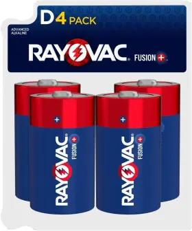 813-4tfus Rayovac Fusion D Batteries 4 Pack Alkaline Cell Count Of 1