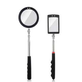 Tcj2pc Rechabite 2 Pieces Telescoping Inspection Mirror Led Light Set With Large