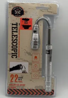 Red Dog Garage 30634dol-995 Telescopic Flashlight With Magnetic Head And Base Led Light Silver