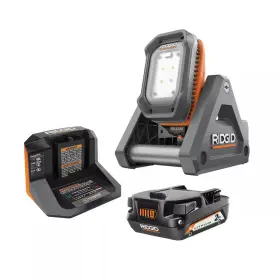 Ridgid 445057355360 18v Cordless Flood Light Kit With Detachable 2.0 Ah Lithium-ion Batte