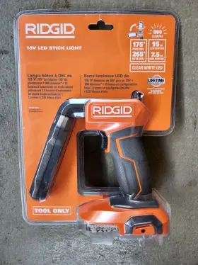 Ridgid 648846077697 18v Cordless Lighting Wireless Indoor Led Stick Bright Light Battery Tool Only