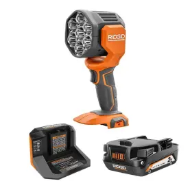 R8699kn Ridgid Jobsite Lighting 18-v Cordless Led Spotlight Kit Indoor/outdoor Orange