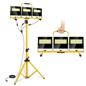 Riuvao 717018327486 54000 Lumen Work Lights On Stand 3 Adjustable Head Led Triod Light With 16ft