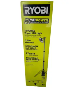 Ryobi 033287205073 Tripower Tripod And 360 Led Light Hybrid Power 18v 40v Or Corded Nib