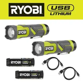 Ryobi 033287227723 600 Lumens Led Usb Lithium Compact Flashlight Kit With Battery And Cable 2 Pack