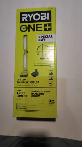 Ryobi 033287232475 One Plus 18v Led Workbench Light With Charger 4ah And 2ah Batteries