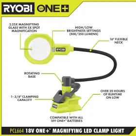 Ryobi 313041225296 18v Led Magnifying Clamp Light Tool Only