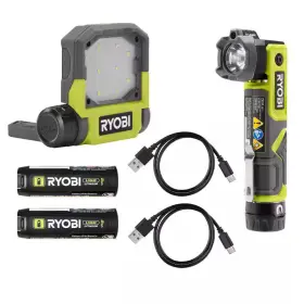 Ryobi 313053071096 Usb Lithium Cordless Pivoting Led 3-mode Flip Light And Head Flashlight