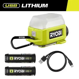 Ryobi 313100439411 Usb Lithium Compact Cordless Area Light Kit With 2.0 Ah Battery Charging Ca