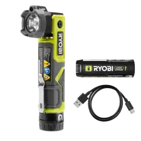 Ryobi 445005193112 Usb Lithium Cordless Pivoting 625 Lumens Rechargeable Head Flashlight Kit With 2