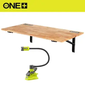 Ryobi 726084249417 Wall Mounted Stow Away Worktable With One 18v Cordless Flexible Led Clamp Light