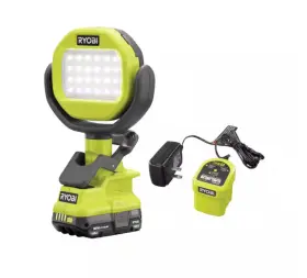 Pcl663k1n Ryobi One 18v Cordless Led Clamp Light Kit With 1.5 Ah Battery And Charger