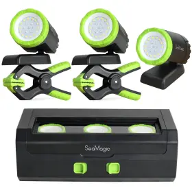 S34373 Seamagic 3-pack Rechargeable Led Work Lights With Portable Case 360-degree Adjustable