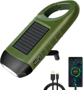 B0dndt5y79 Seancheer Hand Crank Solar Usb Rechargeable Flashlight - Compact Emergency Led L
