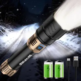 B0dwfj8q9y Skyfire 8000mah Rechargeable Led Flashlight High Lumens Zoomable 4 Modes