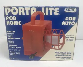 Snapit 071837487777 Vintage Orange Porta-lite Portable Work Lantern Wind Up Cord Car Adapter