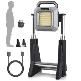 Soshine 756593935198 Rechargeable Led Work Light With Stand Cordless 10ah Battery Powe
