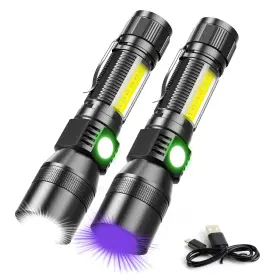 B086hfk7vb Spriak Uv Blacklight Flashlight Rechargeable With Magnet And Side Work Light - 395nm Uv-a