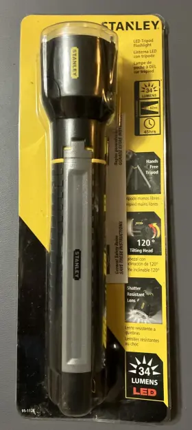95-112e Stanley New - Led Tripod Torch Hands Free Worklight Model 34 Lumens