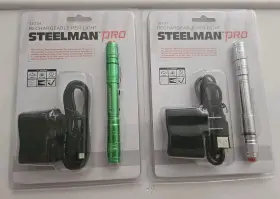 Steelman 78736 2 Pros Usb Rechargeable Led Pen Light Flashlight 70 Lumens Nip