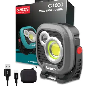 Su-c1600-gary Sunrei Led Rechargeable Magnetic Work Light Mechanic Power Bank 180 Rotating