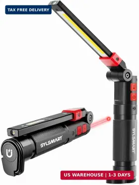 L2009-rd Sylsmart Magnetic Work Light With Laser Guide 1300lm Rechargeable Mechanic Flashlight Cr