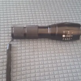 Tac-1200 Tacs Black Led Flashlight Zoom Handheld With Wrist Strap