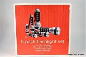 92140236 Target Pack Of 6 Flashlight Gift Set Silver/black 2.4v 0.5a Bulb Keychain Light