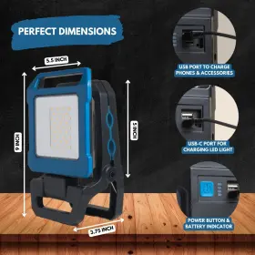 Tkpl-r10b Teknica Portable Led Work Light Rechargable Magnetic Rubber Clamp Powerbank And More