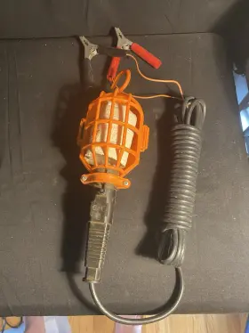 Tool Luxe 789611007317 Trouble Light With Battery Clamps Emergency Auto Lamp Cage
