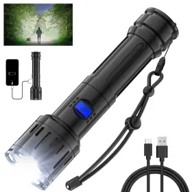 Tg-sd04702-2 Topvelo Rechargeable Flashlight With 400000lm And 5 Light Modes Super Bright Tactica