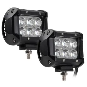 E-49730 Torchstar 2 Pack 4-inch 18w Led Off Road Work Light Driving Flood 6000k Pure White