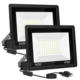 Totexil 424615968395 2 Pack 50w Led Flood Light Outdoor 5000lm Super Bright Outside Work Wi