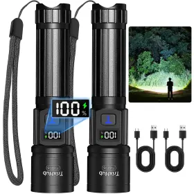 B0djqf83c2 Trixhub Rechargeable Flashlights 2 Pack Super Bright High Lumens Flash Light 5 M