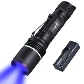 Ultrafire 723803061206 Uv Flashlight 365nm Led Blacklight Professional Black Lens Ultravi