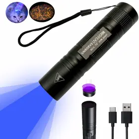 Unroevs 705735208744 Uv Flashlight Rechargeable 365nm Black Light For Pet Urine Detection Small Ul