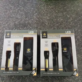 23830-us Us Army U.s. Led With Five Beam Modes Two Flashlights Rechargeable 2 New Sets Lot
