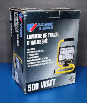 500w Us Wire & Cable 044882428347 U.s. And Halogen Work Light Durable Metal Housing With Bulb