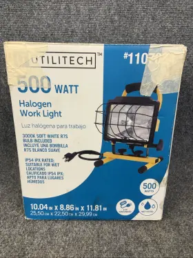 1107084 Utilitech Model Halogen 500w Yellow Work Light New