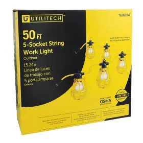 Utilitech 313100147149 1000 Lumen Incandescent Plug-in String Work Light Cage Guard 50-ft