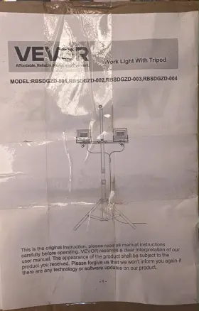 Rbsdgzd-001 Vevor Led Work Light 10000 Lumen Dual-head Waterproofed Foldable Tripod Corded