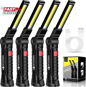Vicooda 744759814432 Led Rechargeable Work Light With Magnetic Base Hanging Hook 360 Rotate 5 Modes
