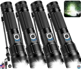 M082-4p Visit The Kmivo Store 90 000lm Rechargeable Led Flashlights - 4 Pack Super Bright Waterproof 5