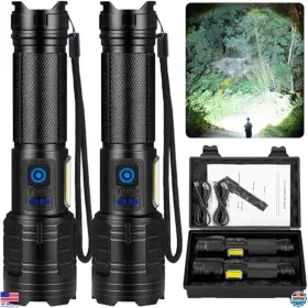 M081-cob Visit The Milaoshu Store 2 Pack Rechargeable Flashlights 90000 High Lumens Super Bright Flash Light With