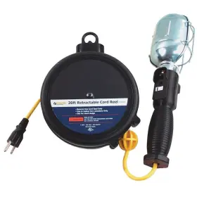 07-00252 Voltec 20 Ft Retractable Cord Reel 18 Gauge 75 Watt Metal Work Light