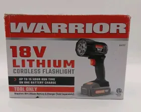 Warrior 792363641173 18v Lithium Cordless Flashlight Tool Only Battery Operated